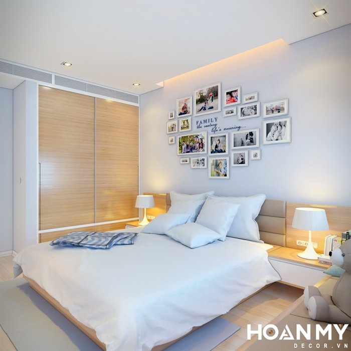 Sử dụng tông màu gỗ sồi ấm, kết hợp màu sơn trắng cảm giác thanh thoát cho căn phòng nhỏ. Mọi thứ được bố trí một cách khoa học, đáp ứng khi sử dụng trong nhiều năm