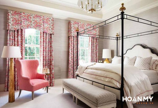 Phòng ngủ màu trắng kết hợp màu hồng đẹp