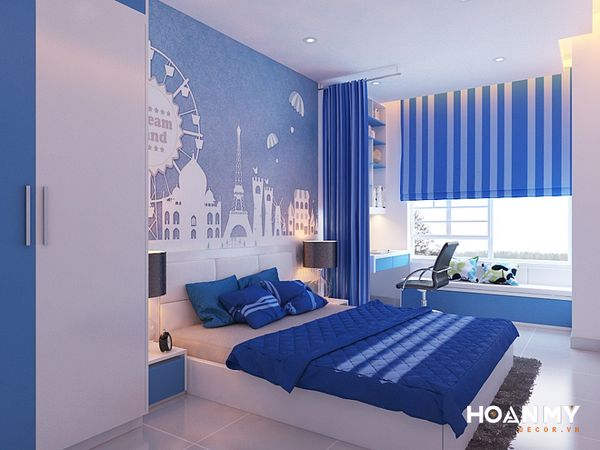 Phòng ngủ màu xanh dương đẹp