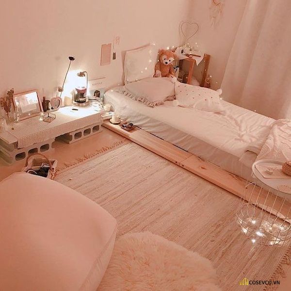 Mẫu trang trí phòng ngủ nhỏ cho nữ không giường – Cách 10