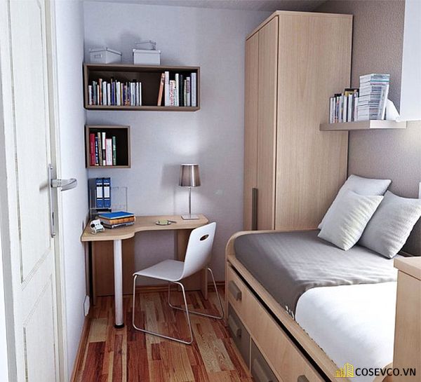 Những chiếc kệ tủ treo tường với kích thước nhỏ gọn chắc chắn sẽ giúp cho phòng ngủ của bạn có thêm không gian trưng bày đồ đẹp mắt.