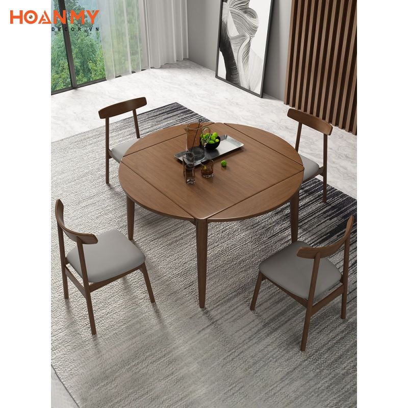 Là một loại bàn ăn tròn đặc biệt với thiết kế có thể gấp lại tạo ra sự gọn gàng và tiện ích cho không gian bếp