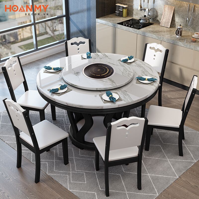 Bộ bàn ăn 8 ghế ấn tượng tinh tế với tông màu nhã nhặn hiện đại