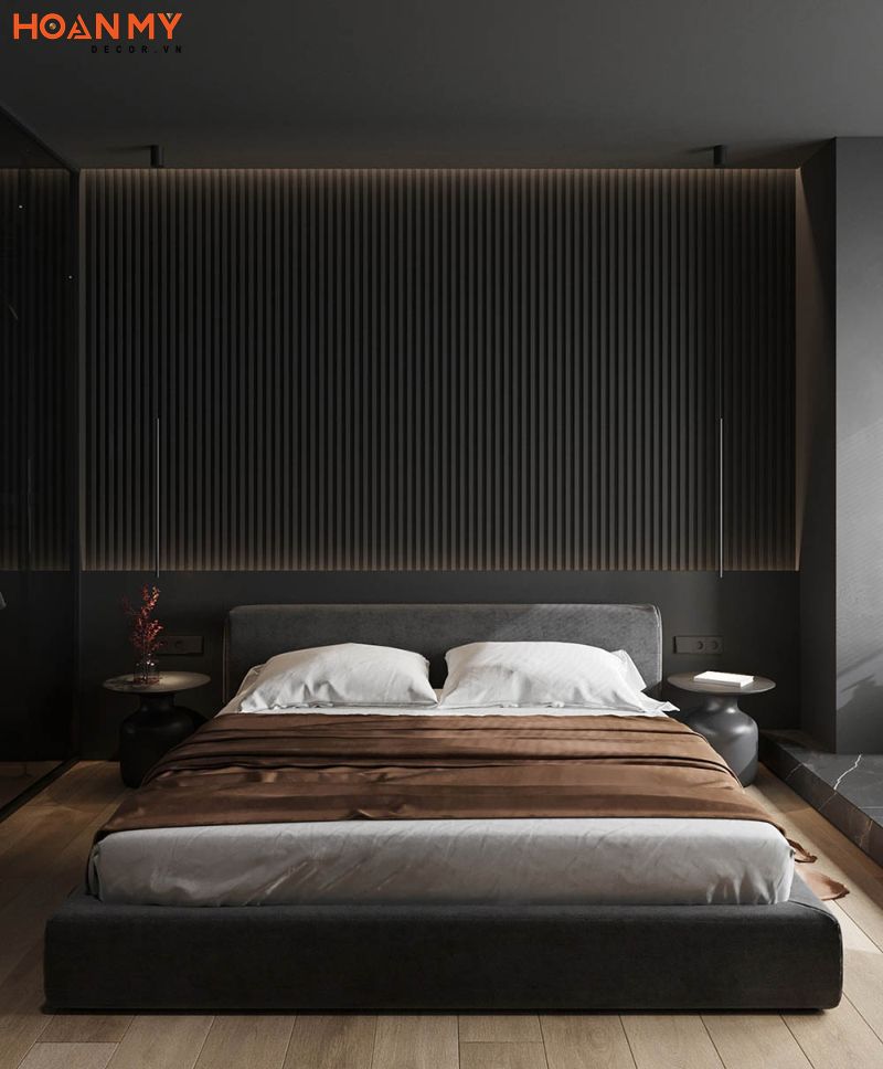 Phòng ngủ màu đen đơn giản nhưng vẫn mang lại không gian sang trọng đẳng cấp nhất