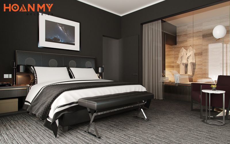 Cách ứng dụng màu sắc cực kỳ nổi bật trong thiết kế phòng ngủ màu đen