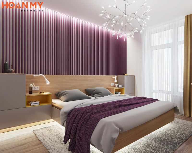 Phòng ngủ màu tím đơn giản và tinh tế