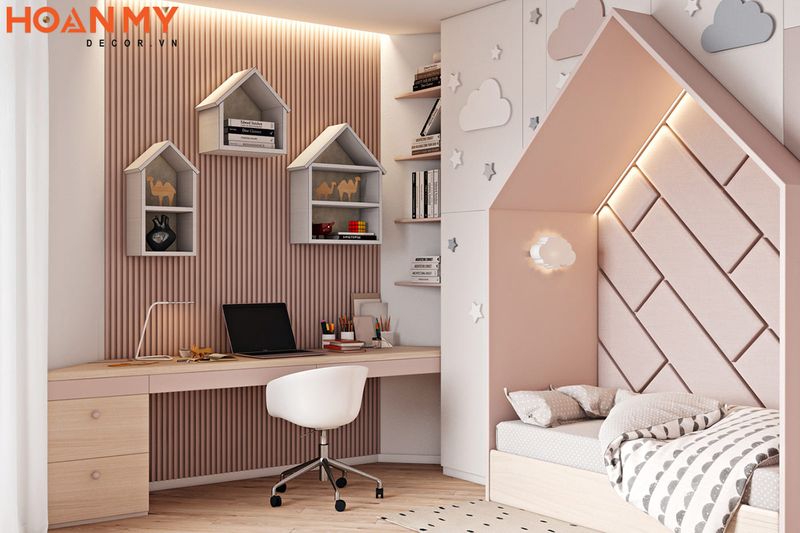 Thiết kế tông màu trắng hồng kết hợp với những món nội thất với chi tiết đơn giản tại không gian sang trọng ấn tượng nhất