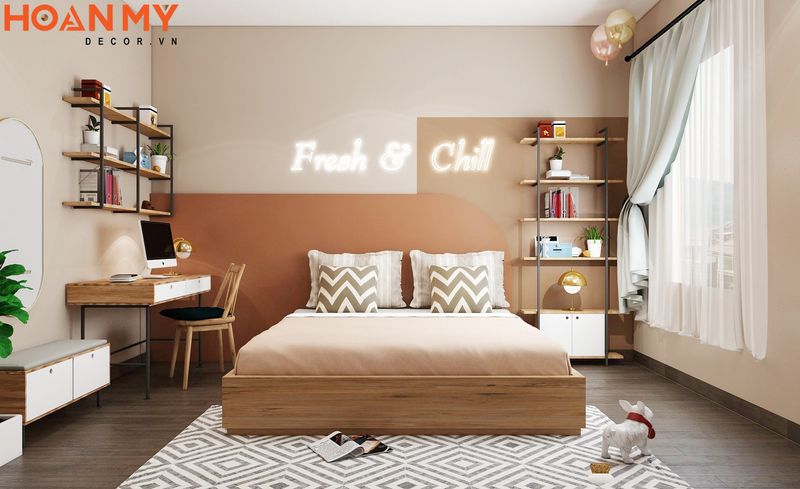 Mẫu thiết kế phòng ngủ ấn tượng với cách phối hợp màu sắc tinh tế nhẹ nhàng
