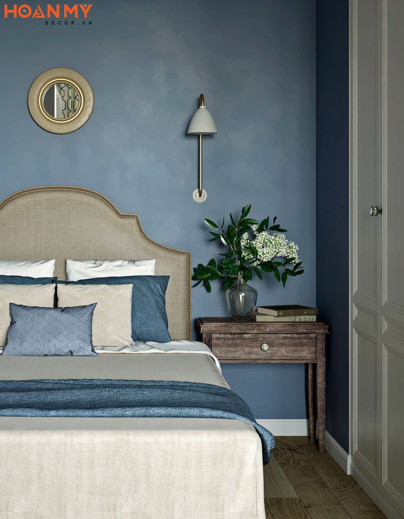 Sự kết hợp hài hoà giữa màu sắc và nội thất mang lại không gian phòng ngủ đậm chất vintage