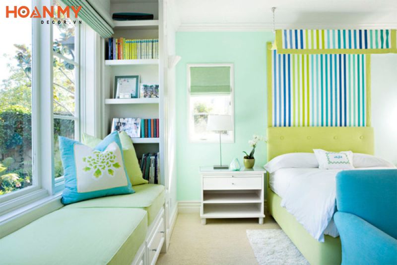 Phòng ngủ màu xanh mát