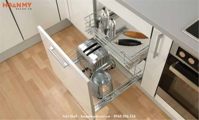 Mẫu tủ bếp chung cư đẹp hiện đại, sang trọng  với thiết kế tủ bếp gỗ sồi thông minh, hiện đại