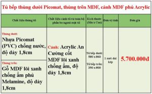 Tủ bếp Picomat cánh phủ Acrylic