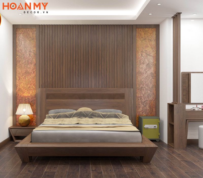 Giường ngủ gỗ óc chó thiết kế đơn giản tinh tế phù hợp với mọi không gian