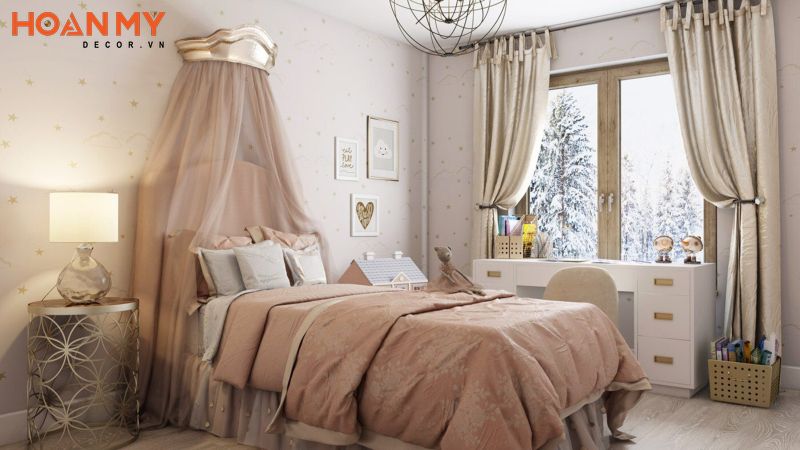 Hình ảnh phòng ngủ công chúa tiêu biểu dành riêng cho bé gái