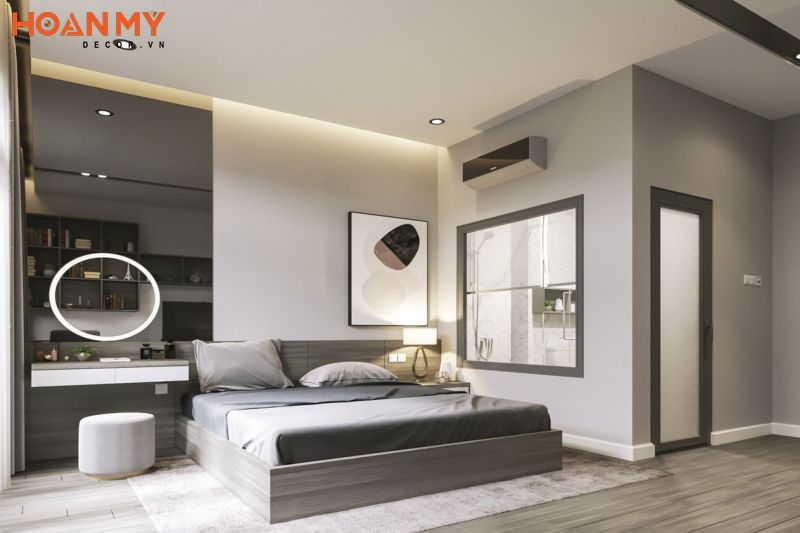 Ý tưởng thiết kế phòng ngủ hiện đại với tông màu xám nhẹ nhàng cho độ tuổi trung niên
