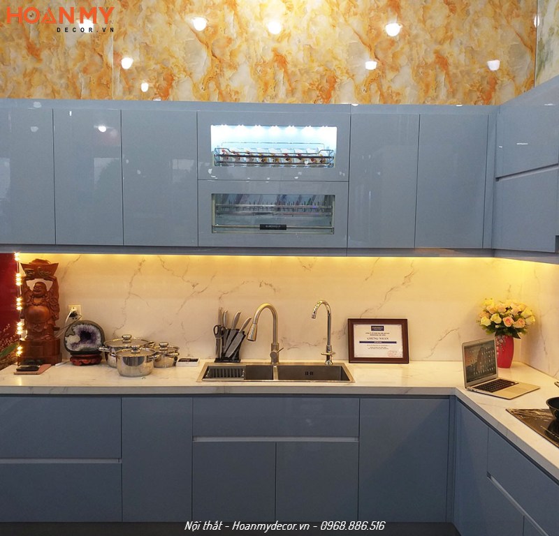 Tủ bếp nhựa cánh phủ acrylic - Pixel Home