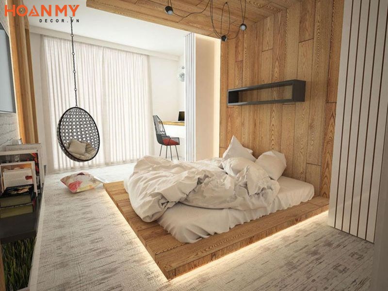 Trang trí phòng ngủ kiểu dáng hiện đại phong cách Hàn Quốc với đường nét thanh mảnh