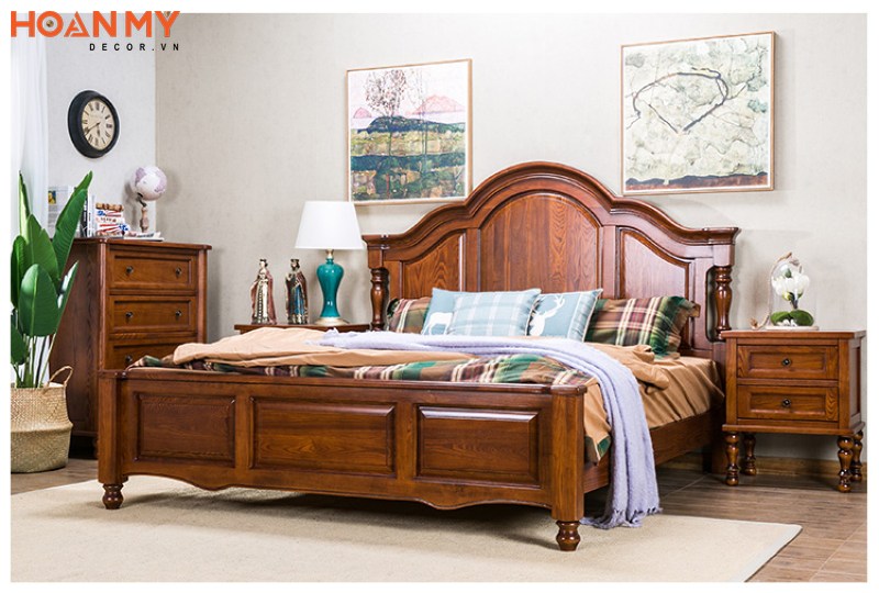 Những mẫu giường ngủ tân cổ điển gỗ tự nhiên mộc mạc phong cách đồng quê