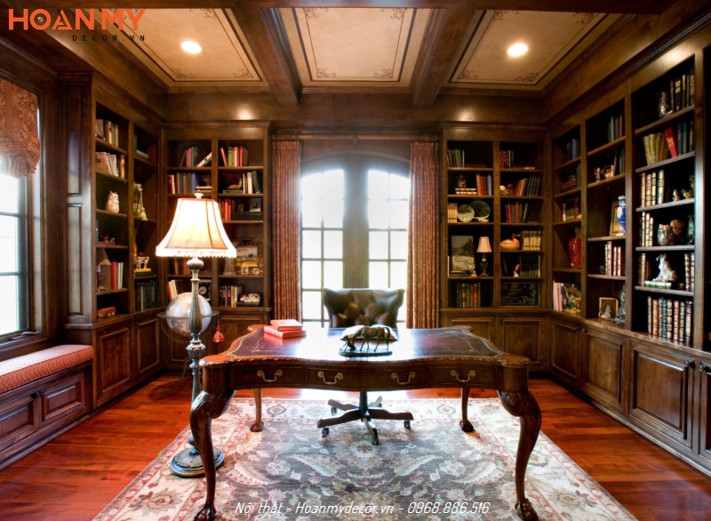 Thiết kế phòng đọc sách theo phong cách cổ điển sang trọng