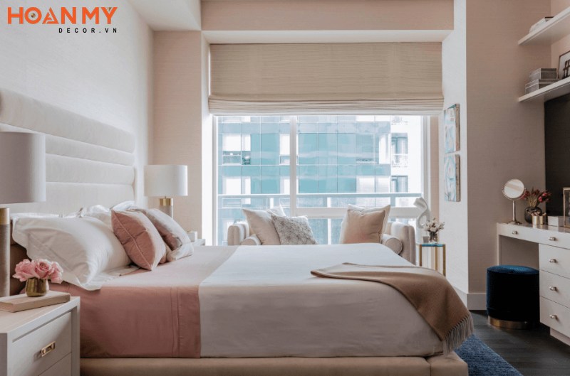 Phòng ngủ màu hồng con gái nhẹ nhàng, đơn giản và tinh tế