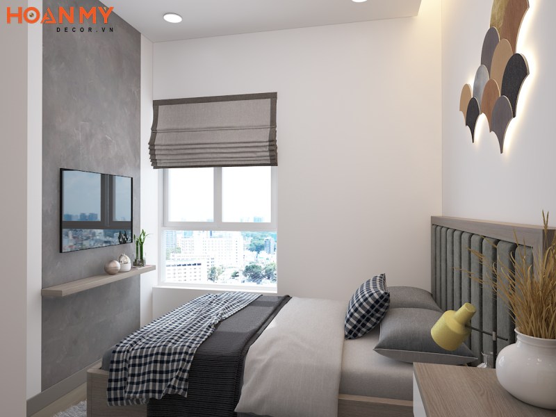 Phòng ngủ đơn giản, hiện đại với tone màu nhẹ nhàng
