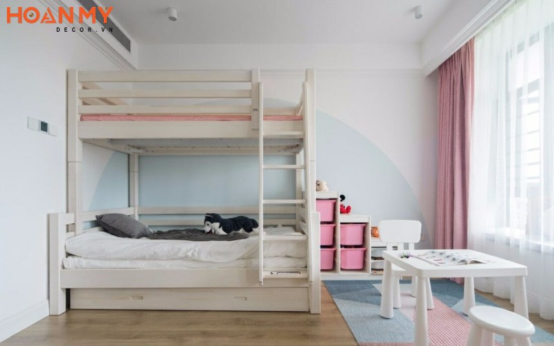 Phòng 2 bé với thiết kế giường tầng tạo không gian vui chơi, học tập rộng rãi