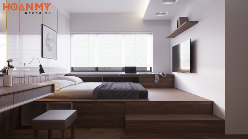 Phòng ngủ master giường bệt kiểu Nhật tinh tế
