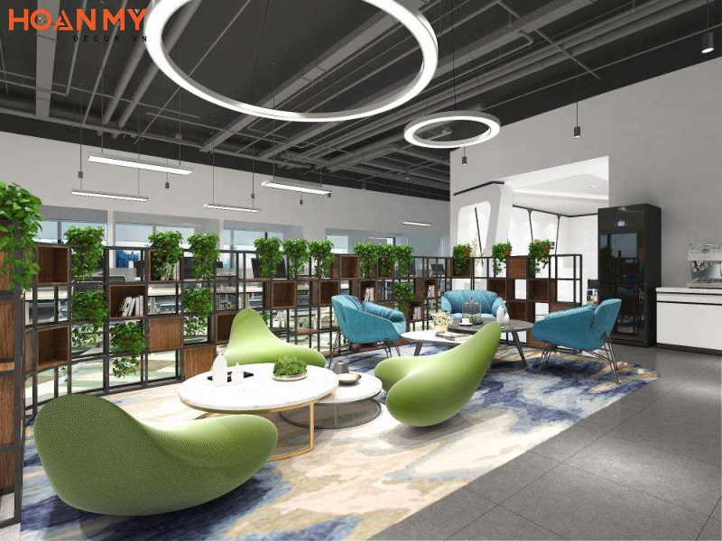 Phòng uống trà kết hợp cây xanh thoáng mát như tiệm cafe