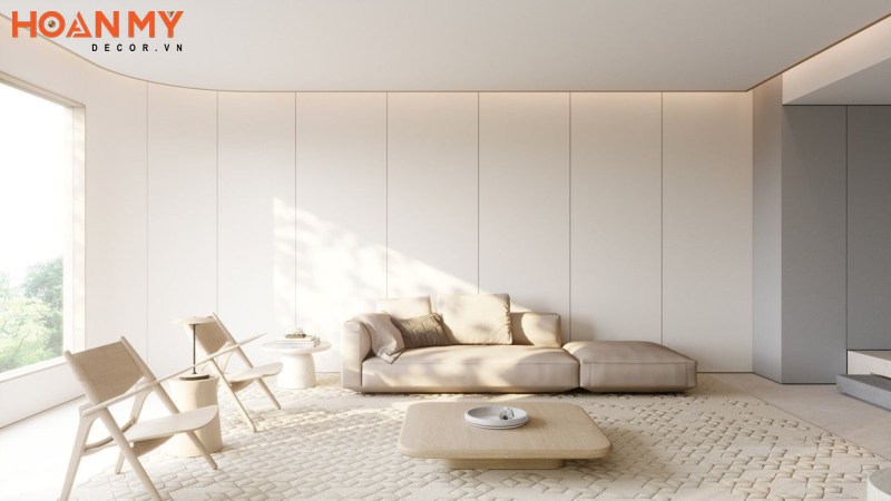 Phòng khách thiết kế theo kiểu tối giản mang đến cảm giác thoải mái và rộng rãi cho không gian