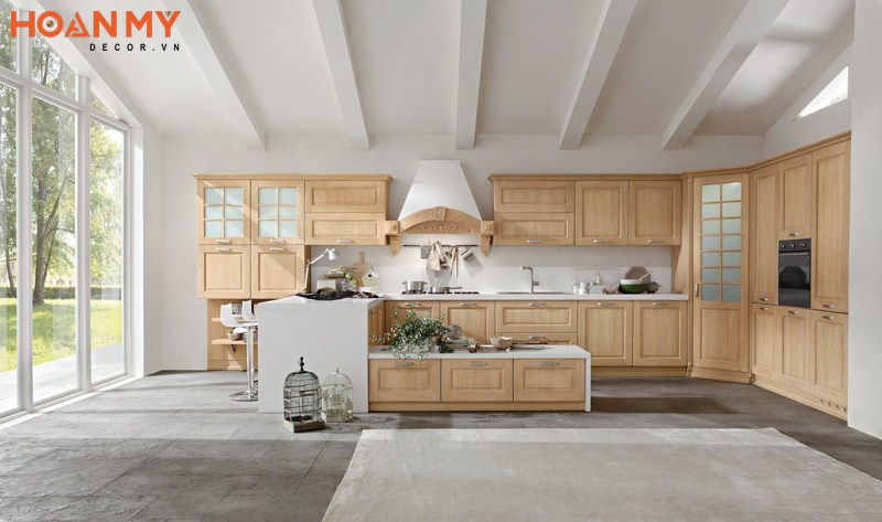 Phòng bếp gỗ Sồi màu sắc trang nhã