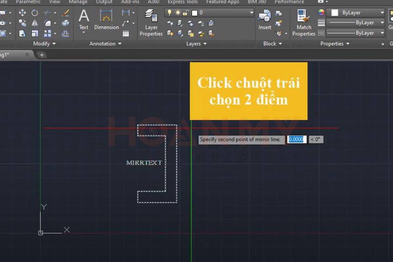 Click chuột trái chọn 2 điểm