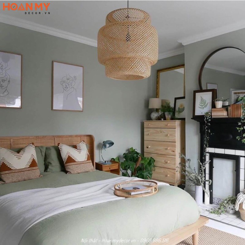 Phòng ngủ màu xanh đơn giản mà đẹp