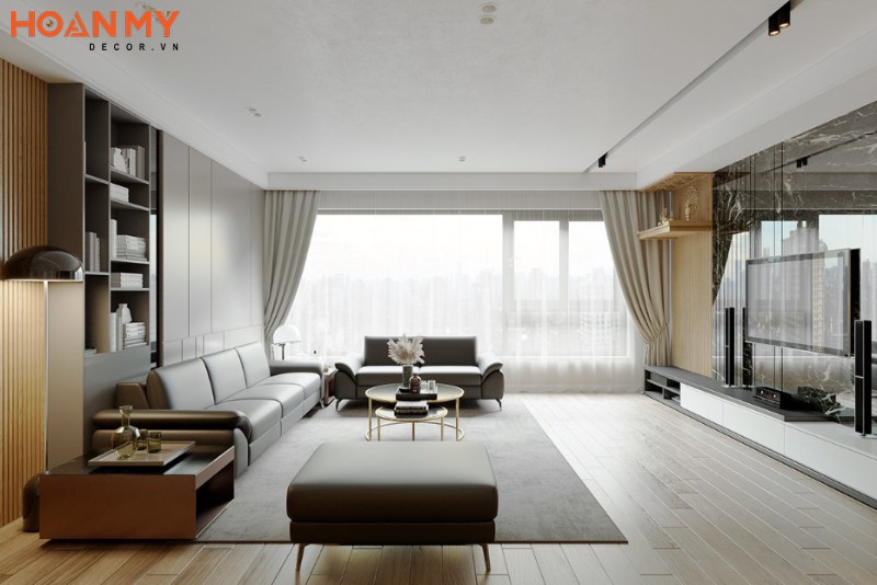 Thiết kế phòng khách tối giản tạo sự rộng rãi, thoải mái