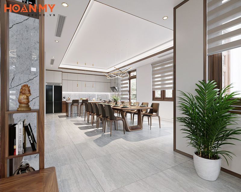 Không gian phòng bếp được thiết kế rộng rãi với không gian mở ấn tượng tinh tế