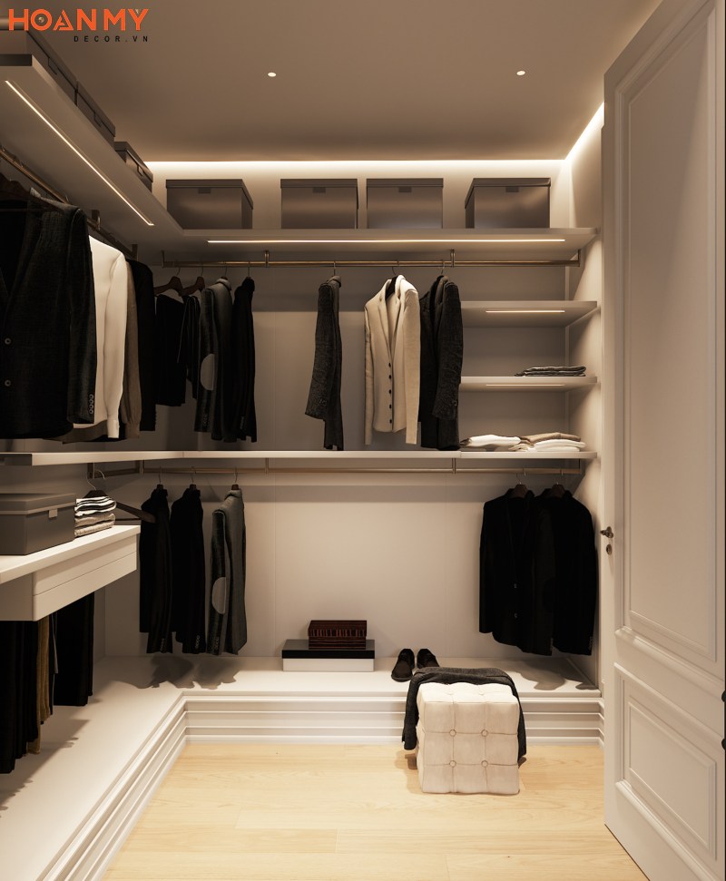 Tủ quần áo rộng rãi tạo không gian thay đồ riêng