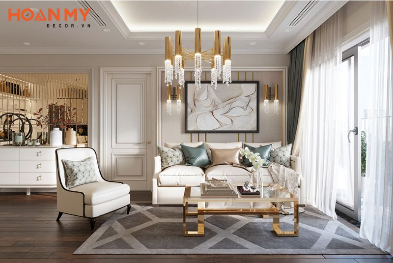 Thiết kế nội thất chung cư The Legacy Apartment tân cổ điển giúp cho không gian trở nên sang trọng đẳng cấp nhờ vào cách phối màu ấn tượng