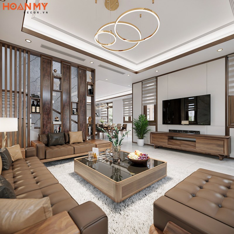Bộ sofa chất liệu gỗ Óc Chó tự nhiên với đường vân gỗ thẩm mỹ, màu sắc tinh tế