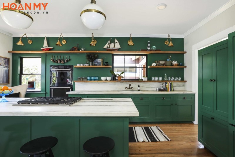 Tủ bếp màu xanh phong cách Sacndinavian đẹp