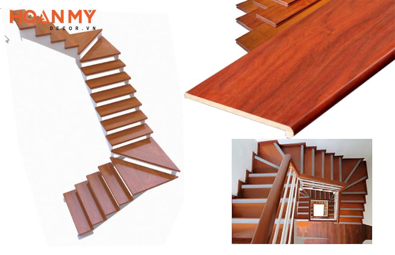Cầu thang gỗ công nghiệp được ứng dụng nhiều tại nhiều công trình hiện nay.