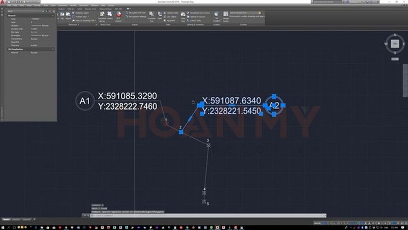 Ví dụ hiển thị tọa điểm trong cad cơ bản