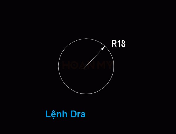 Lệnh DRA đo bán kính cung tròn hay bán kính đường tròn