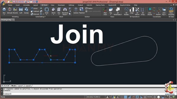 Lệnh Join sẽ giúp cho các đối tượng trong Cad được chính xác hơn