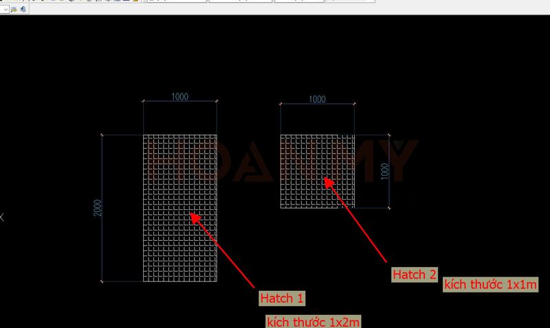 Bước đầu tiện bạn cần tạo ra 01 Hatch trở lên mục đích nhằm thử lisp cad