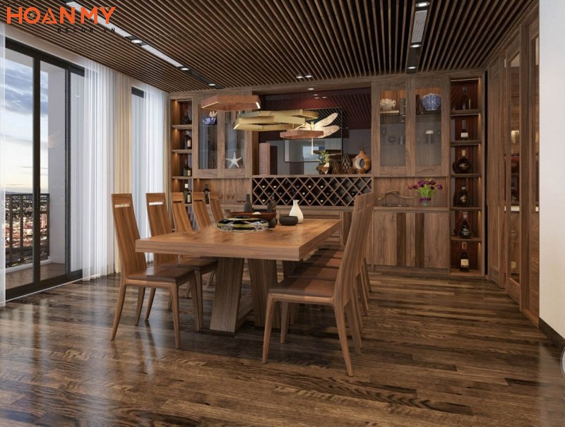 Luxus-Weinschrank für die Wandmontage in der Küche mit Nussbaumholz