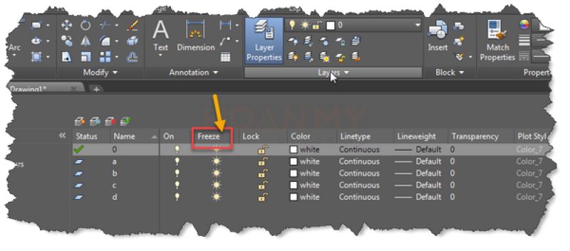 Cách thiết lập và xóa Layer trong cad