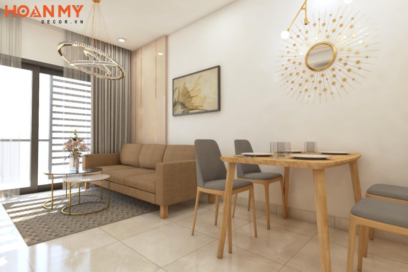 Thiết kế nội thất phòng khách căn hộ theo phong cách tối giản