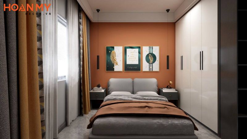 Sơn tường màu cam cho phòng ngủ đẹp