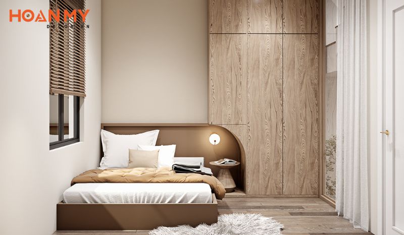 Phòng ngủ được thiết kế với nhiều chi tiết độc đáo thể hiện được cá tính phong cách riêng