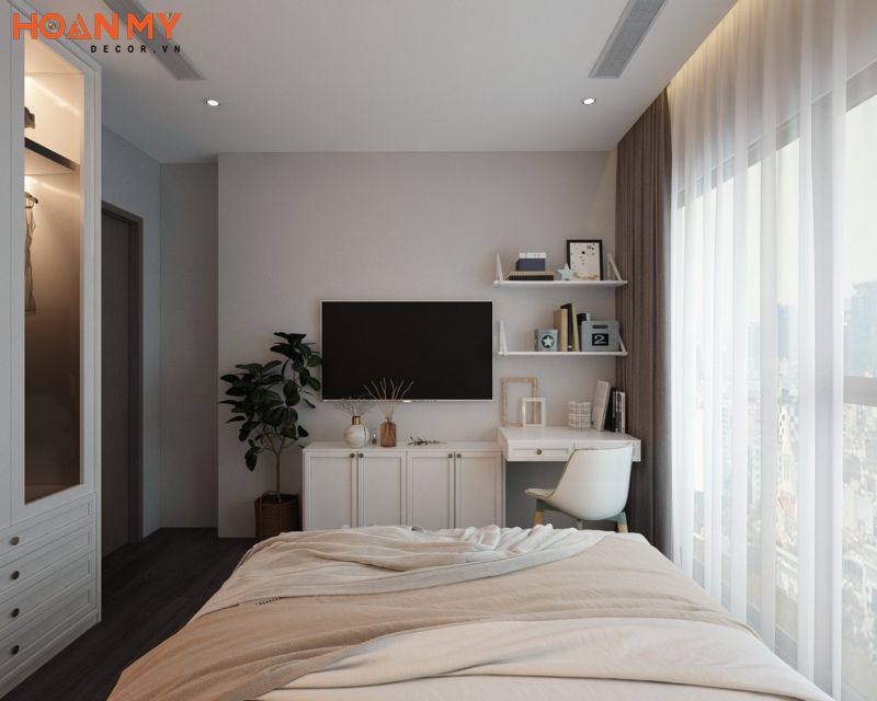 Phòng ngủ thiết kế đơn giản, nhẹ nhàng