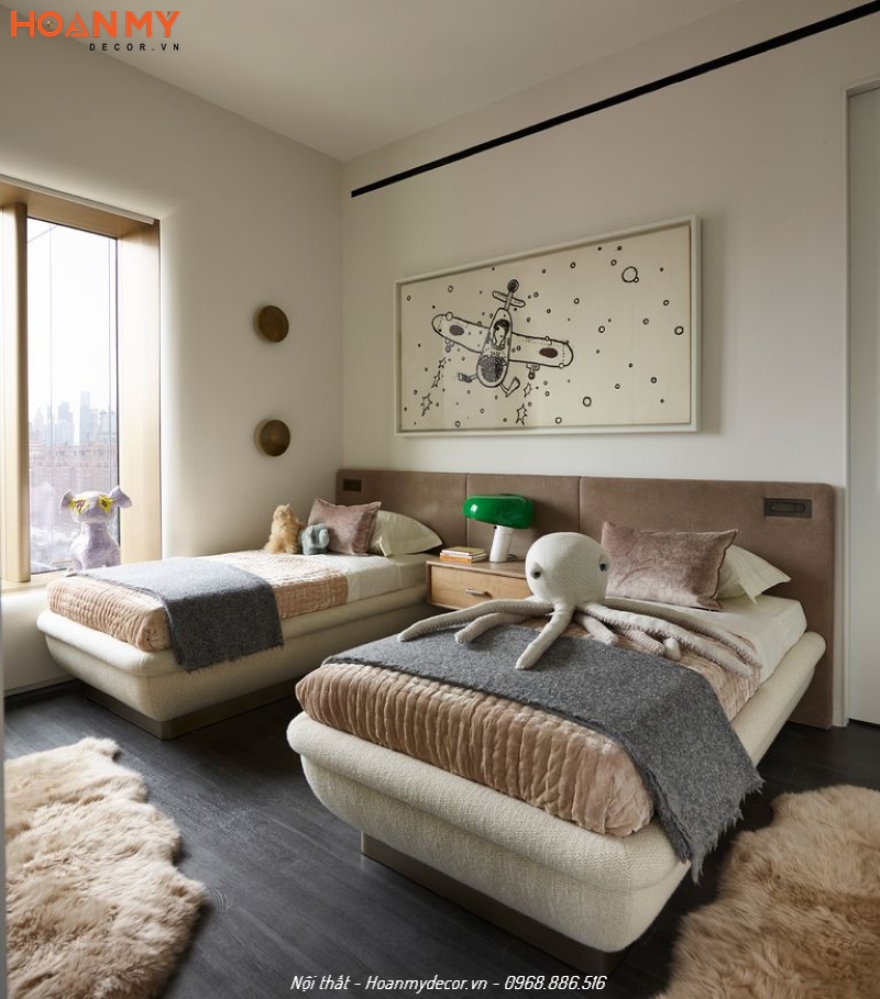 Bố trí không gian phòng ngủ xinh xắn sử dụng nội thất hiện đại